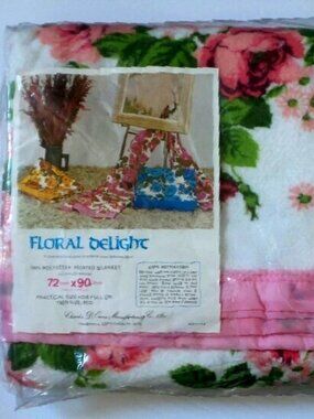 Blanket Charles D Owen Vintage FLORAL DELIGHT Pink